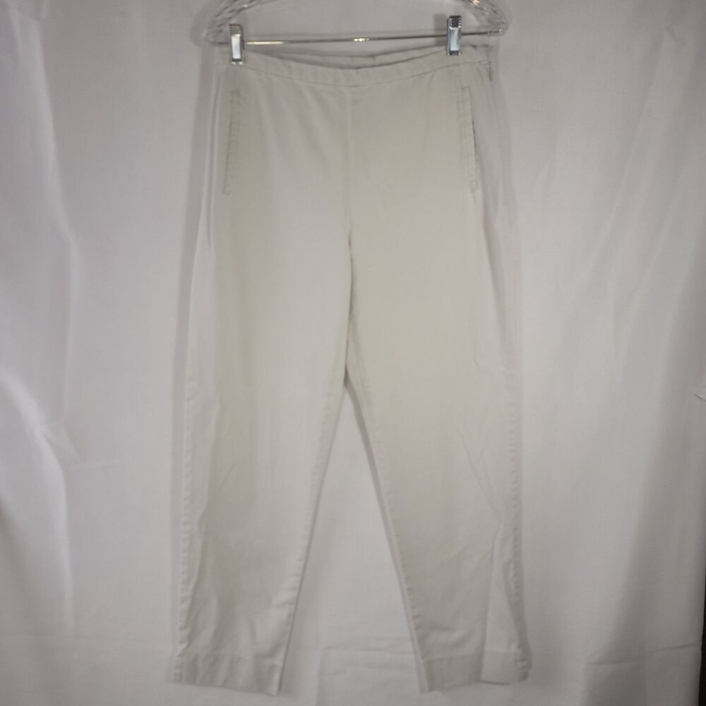 GAP Women's Cream Khaki Twill Pull On Chino Pants Tapered Elastic Waist Size 10R
